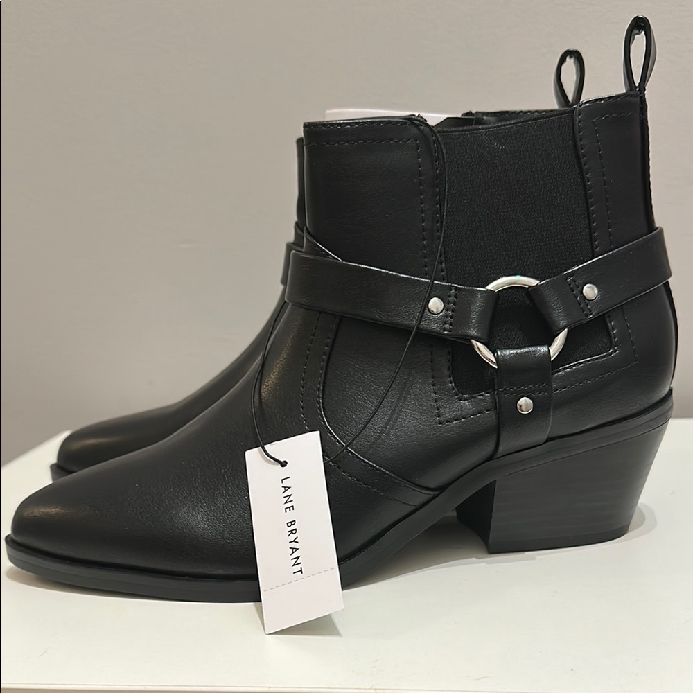 Lane Bryant Black Ankle Booties with Harness Detail